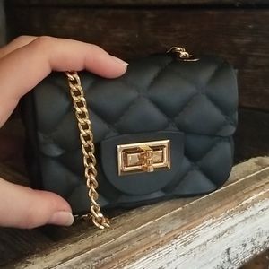 NWT Deluxity Tiny Mini Black Quilted Purse Bag